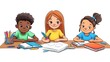 © Hamzaa - Homework Clipart: Clipart showcasing students working on homework assignments, ideal for back-to-school designs, study tips, and academic content. -