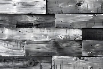 Sticker - Textured Black and White Wooden Planks Background