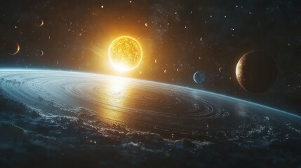 Wall Mural - Cosmic Sunrise: A Planetary Panorama