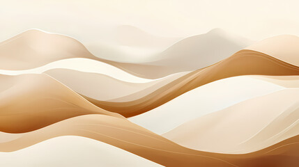 Wall Mural - A minimalist depiction of sand dunes, with flowing lines and gentle curves, creating a serene and timeless landscape of soft, undulating forms. Timeless. Illustration