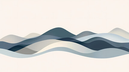 Wall Mural - A minimalist depiction of sand dunes, with flowing lines and gentle curves, creating a serene and timeless landscape of soft, undulating forms. Timeless. Illustration