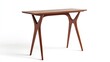 © milenialdesastudio - Mid-century modern wooden console table with X-shaped legs.