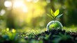 © KarpenArt Studio - A globe sprouting from soil surrounded by new growth.