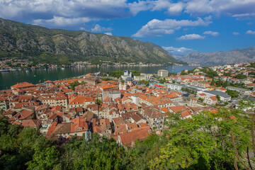 Wall Mural - Kotor, Montenegro. The Bay of Kotor is one of the most beautiful places on the Adriatic Sea, with a preserved Venetian fortress, old small villages, medieval towns and scenic mountains.