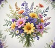 © Phetthanousack - Whimsical watercolor wild flower bouquet with a dreamy quality, artistic, watercolor art, nature-inspired, dreamy