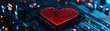 © weerasak - Close-up of silicon chip with tiny circuits forming a heart, symbolic of electronic love