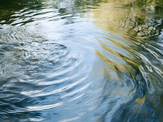 Silky flowing water surface texture in a calm river