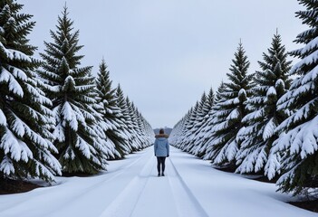 Sticker - person in winter forest