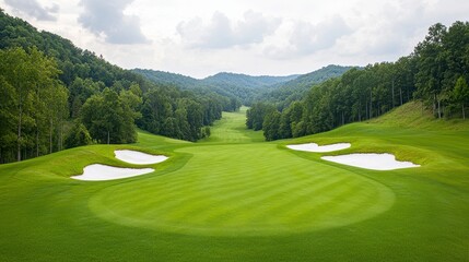 serene green valley golf course fairway view