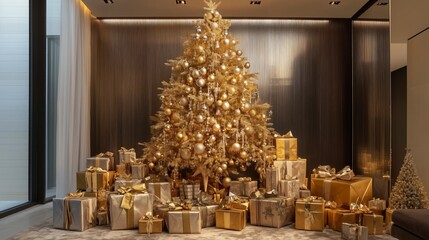 Canvas Print - Árbol de Navidad en el salón de una casa moderna