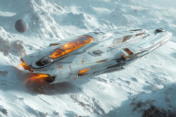 Wall Mural - a cutting-edge space station located in the far reaches of space. science fiction wallpaper stock.