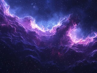 Wall Mural - a lively space nebula filled with stars set against a rich blue cosmic backdrop, a piece of conceptu