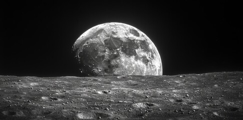 Wall Mural - a high-resolution image of the moon featuring its craters and surface.