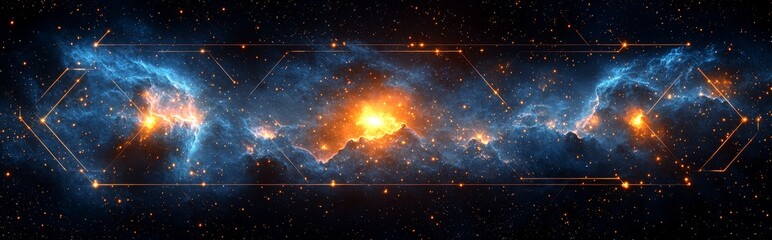 Wall Mural - the mesmerizing view of a deep space nebula, swirling with vivid stars, reveals the enchanting beaut