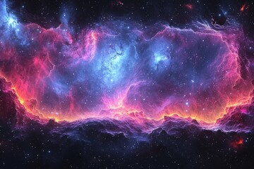 Wall Mural - a lively panorama of the universe featuring vivid nebulae and far-off stars in the depths of space.