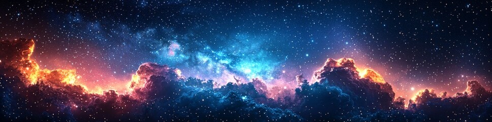 Wall Mural - a blue nebula with twinkling stars forms a galaxy backdrop, perfect for a technology or science fict