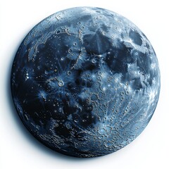 Wall Mural - a large, spherical, blue and white moon dotted with many craters.