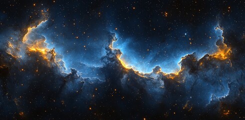 Wall Mural - a cosmic scene featuring a blue galaxy, stars, and planets in the vastness of space.