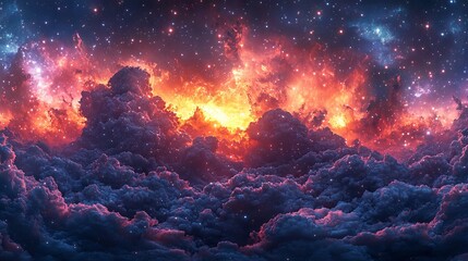 Wall Mural - 360-degree hdri environment map of panoramic virtual reality stellar systems and nebulae