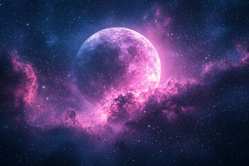 Wall Mural - gaze; twinkling stars and vibrant nebulae, the moon and planets suspended in the cosmos.