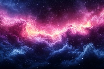 Wall Mural - a lively panorama of the universe featuring vivid nebulae and far-off stars in the depths of space.