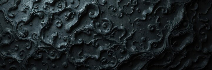 Wall Mural - Intricate, dark, abstract swirls and crevices, shadow, pattern, graphic