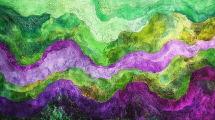 Wall Mural - abstract landscape of green and purple hues