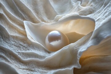 Wall Mural - Luminous pearl nestled within a shell's folds.