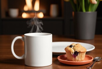 Wall Mural - cup of coffee and cookies