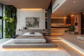 Wall Mural - Modern open and light bedroom of a luxury house