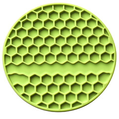 a modern silicone trivet with a honeycomb texture and a bright lime green finish, isolated on transparent background png