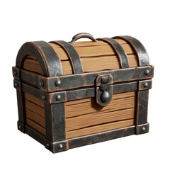 a brown treasure chest 3d render icon isolated on transparent background cutout