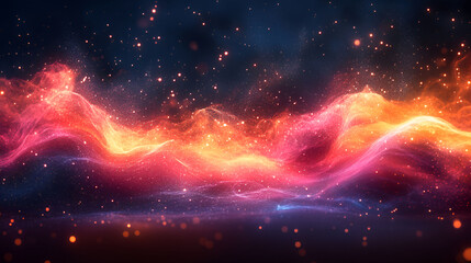 Sticker - Abstract Cosmic Nebula With Glowing Red Orange Hues