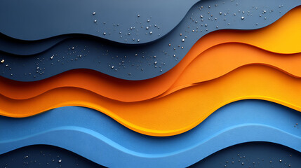 Wall Mural - Abstract Wavy Layers Of Blue And Orange