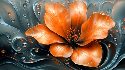 Sticker - Orange Flower Abstract Artistic Swirling Design