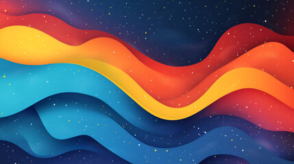 Wall Mural - Abstract Colorful Waves Across a Starry Night Sky