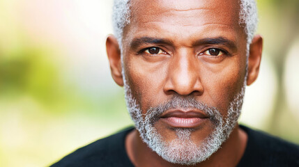 Wall Mural - A vibrant, candid shot of a middleaged African man in a lively setting, with a soft, blurred background enhancing focus.