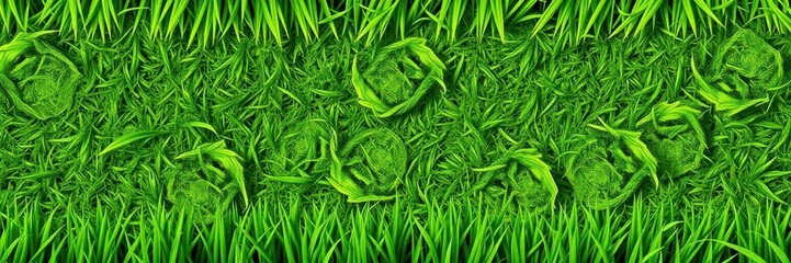 Wall Mural - Vector seamless grass border with realistic texture and vibrant green color for designs, isolated, green