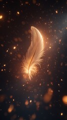 Wall Mural - Feather ascension transformation in cosmic space digital art mysterious environment surreal perspective