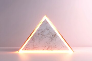 Leinwandbilder - Glowing triangle marble on plain surface.