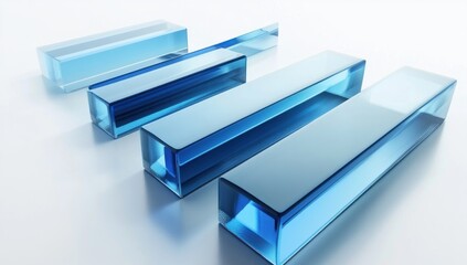 Canvas Print - Abstract blue glass bars, 3D rendering.