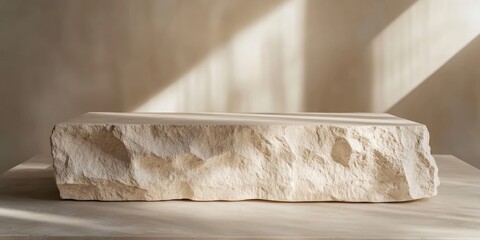 Poster - Rough stone block platform with light and shadow.