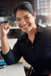 © peopleimages.com - Happy, business woman and portrait with fist pump for winning, good news or success at office. Female person, employee or excited face with smile for accomplishment, achievement or promotion at work