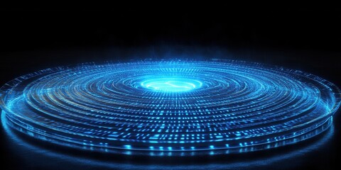 Wall Mural - futuristic energy grid hologram, vibrant blue glow, intricate design, showcasing advanced technology