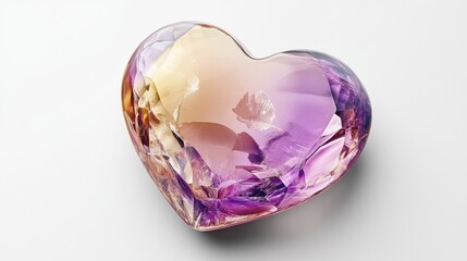 Wall Mural - Heart-Shaped Gemstone with Beautiful Purple and Yellow Hues
