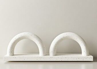Poster - Two speckled arches on a speckled surface.