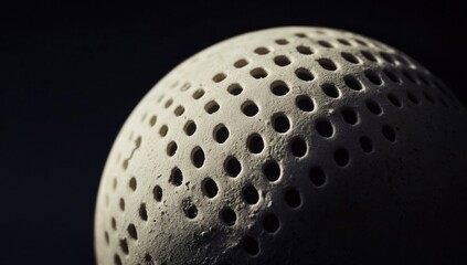 Fototapete - Perforated sports ball on dark surface.