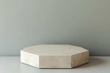 Leinwandbilder - Marble octagon platform on a table with grey background.