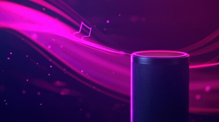 Aufkleber - Speaker with pink waves and music note.