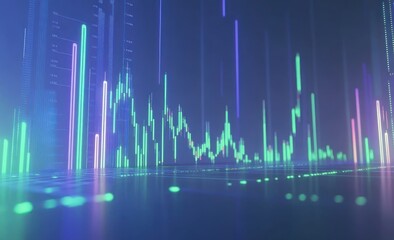Poster - Abstract glowing data visualization with financial graph.